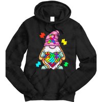 Autism Awareness Gnome Hugging Heart Acceptance Tie Dye Hoodie