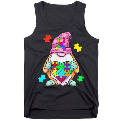Autism Awareness Gnome Hugging Heart Acceptance Tank Top