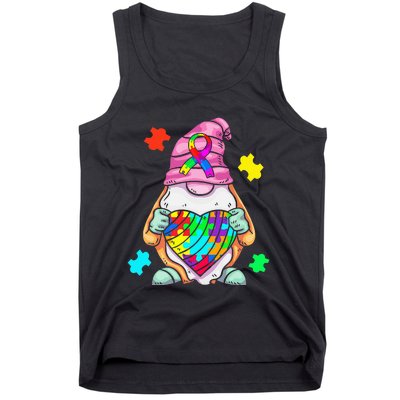 Autism Awareness Gnome Hugging Heart Acceptance Tank Top