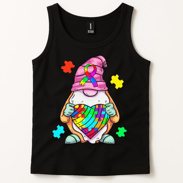 Autism Awareness Gnome Hugging Heart Acceptance Tank Top