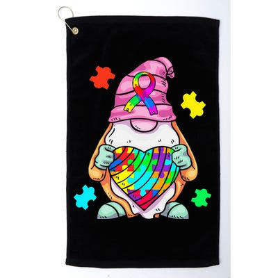 Autism Awareness Gnome Hugging Heart Acceptance Golf Towel