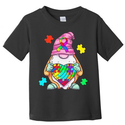 Autism Awareness Gnome Hugging Heart Acceptance Toddler T-Shirt