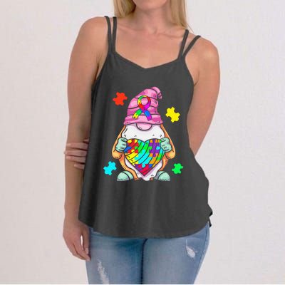 Autism Awareness Gnome Hugging Heart Acceptance Women's Strappy Tank