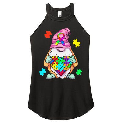 Autism Awareness Gnome Hugging Heart Acceptance Women's Perfect Tri Rocker Tank