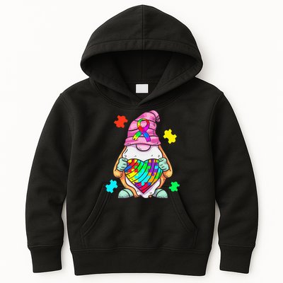 Autism Awareness Gnome Hugging Heart Acceptance Kids Hoodie