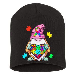 Autism Awareness Gnome Hugging Heart Acceptance Short Acrylic Beanie