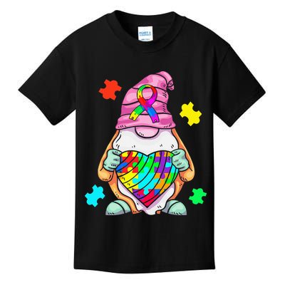 Autism Awareness Gnome Hugging Heart Acceptance Kids T-Shirt