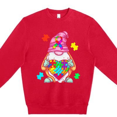 Autism Awareness Gnome Hugging Heart Acceptance Premium Crewneck Sweatshirt