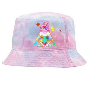 Autism Awareness Gnome Hugging Heart Acceptance Tie-Dyed Bucket Hat