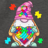 Autism Awareness Gnome Hugging Heart Acceptance Vector Backpack