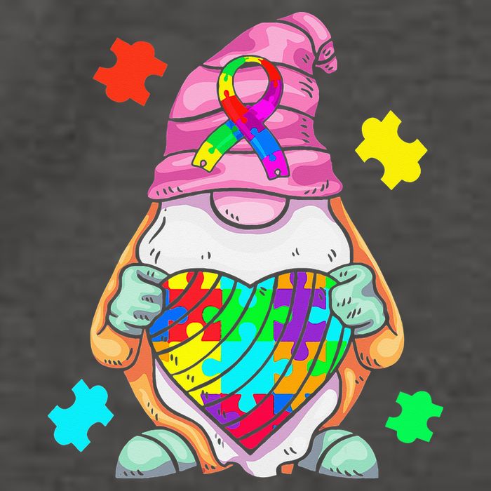 Autism Awareness Gnome Hugging Heart Acceptance Vector Backpack