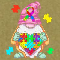 Autism Awareness Gnome Hugging Heart Acceptance Garment-Dyed Women's Muscle Tee