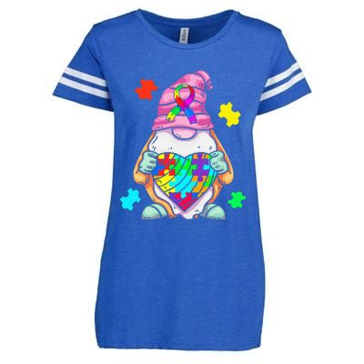 Autism Awareness Gnome Hugging Heart Acceptance Enza Ladies Jersey Football T-Shirt