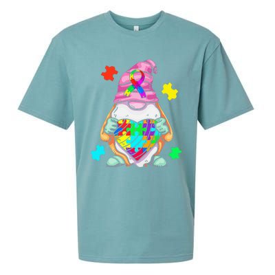 Autism Awareness Gnome Hugging Heart Acceptance Sueded Cloud Jersey T-Shirt