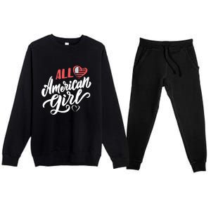 All American Girl | 4th Of July Family Outfits Premium Crewneck Sweatsuit Set