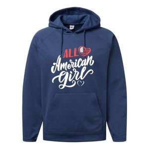 All American Girl | 4th Of July Family Outfits Performance Fleece Hoodie