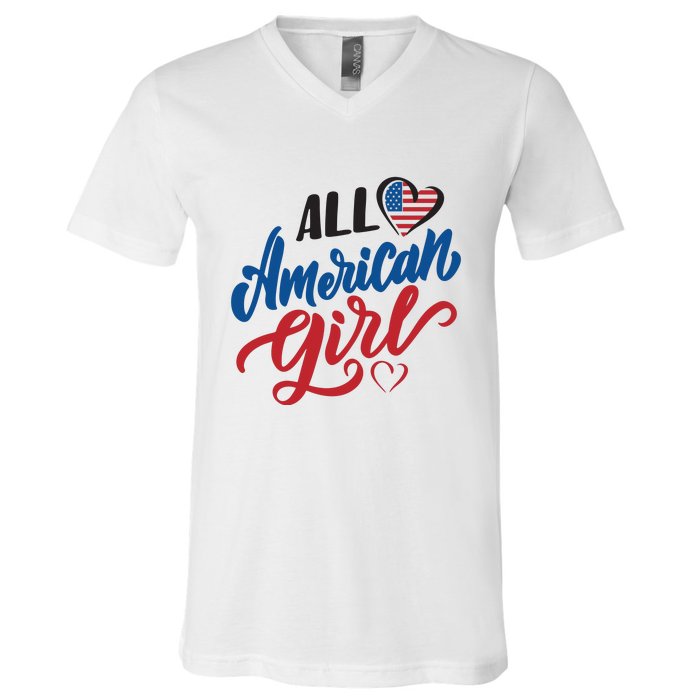 All American Girl | 4th Of July Family Outfits V-Neck T-Shirt