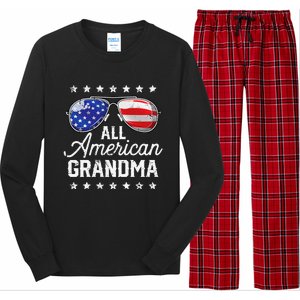 All American Grandma 4th of July Family Matching Sunglasses Long Sleeve Pajama Set