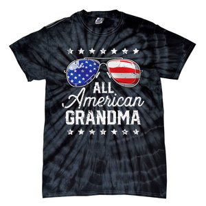 All American Grandma 4th of July Family Matching Sunglasses Tie-Dye T-Shirt