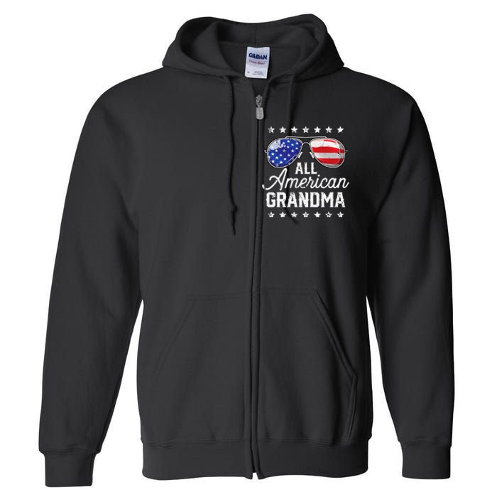 All American Grandma 4th of July Family Matching Sunglasses Full Zip Hoodie