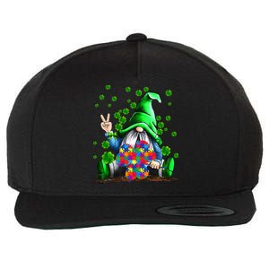 Autism Awareness Gnomes Shamrock St Patricks Day Funny Gift Wool Snapback Cap