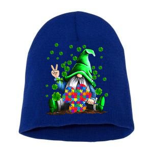 Autism Awareness Gnomes Shamrock St Patricks Day Funny Gift Short Acrylic Beanie