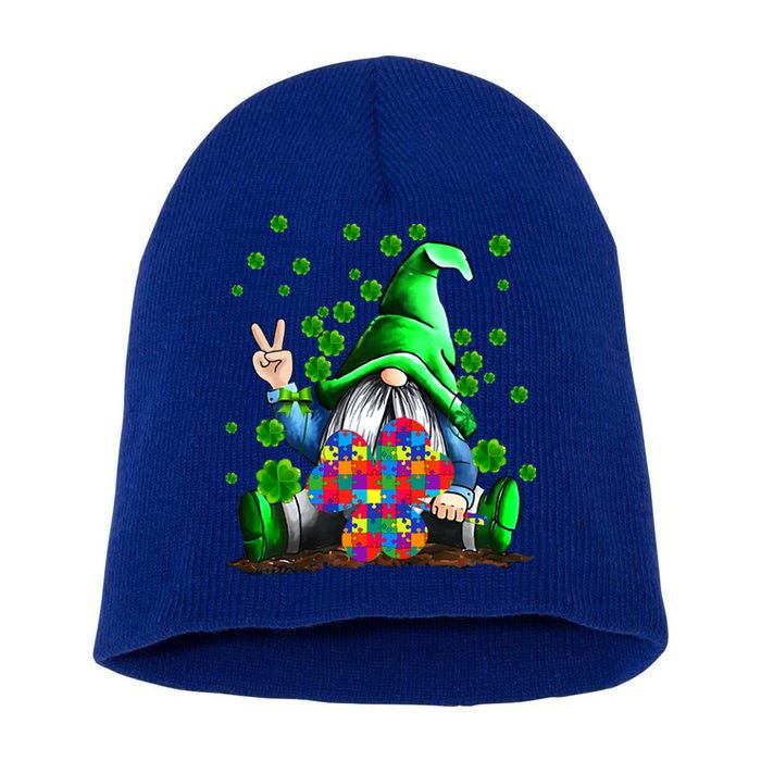 Autism Awareness Gnomes Shamrock St Patricks Day Funny Gift Short Acrylic Beanie