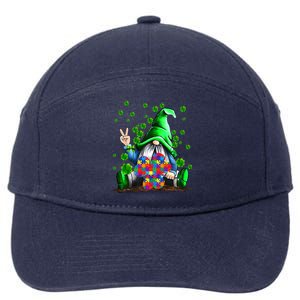 Autism Awareness Gnomes Shamrock St Patricks Day Funny Gift 7-Panel Snapback Hat