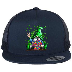 Autism Awareness Gnomes Shamrock St Patricks Day Funny Gift Flat Bill Trucker Hat