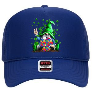 Autism Awareness Gnomes Shamrock St Patricks Day Funny Gift High Crown Mesh Back Trucker Hat