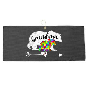 Autism Awareness Grandma Bear Support Autistic Adults Large Microfiber Waffle Golf Towel