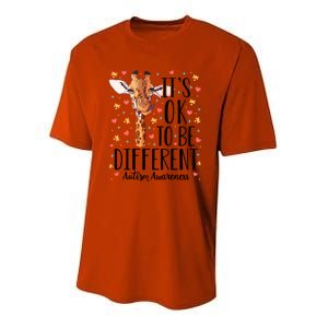 Autism Awareness Giraffe ItS Ok To Be Different Autistic Funny Gift Youth Performance Sprint T-Shirt