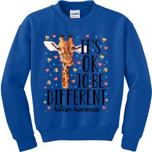 Autism Awareness Giraffe ItS Ok To Be Different Autistic Funny Gift Kids Sweatshirt