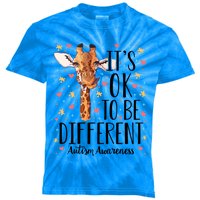 Autism Awareness Giraffe ItS Ok To Be Different Autistic Funny Gift Kids Tie-Dye T-Shirt