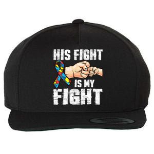 Autism Awareness Gift Autism Mom Dad His Fight Is My Fight Gift Wool Snapback Cap