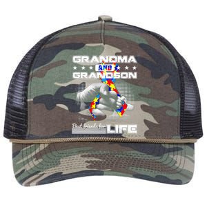 Autism Awareness Grandma Grandson Best Friend For Life Cool Gift Retro Rope Trucker Hat Cap