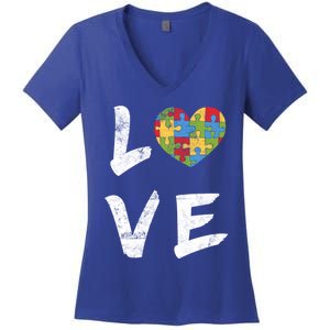 Autism Awareness Great Gift Autism Mom Autism Dad Great Gift Autism Love Gift Women's V-Neck T-Shirt