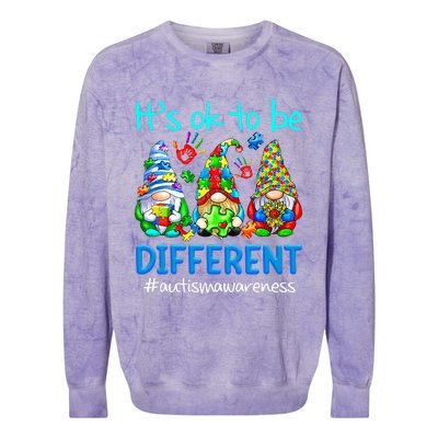 Autism Awareness Gnomes Its Ok To Be Different Colorblast Crewneck Sweatshirt