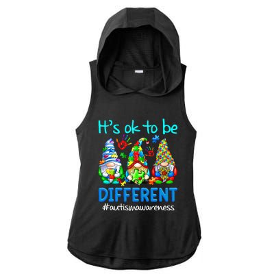 Autism Awareness Gnomes Its Ok To Be Different Ladies PosiCharge Tri-Blend Wicking Draft Hoodie Tank