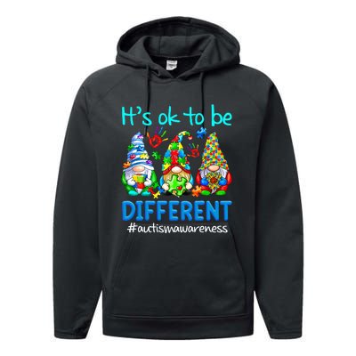 Autism Awareness Gnomes Its Ok To Be Different Performance Fleece Hoodie