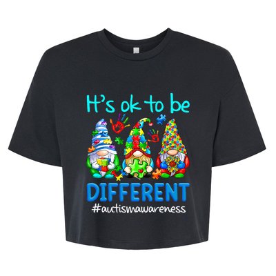 Autism Awareness Gnomes Its Ok To Be Different Bella+Canvas Jersey Crop Tee