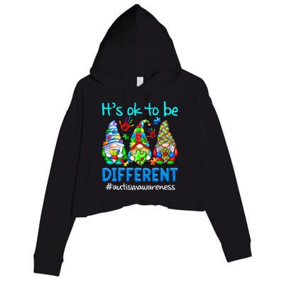 Autism Awareness Gnomes Its Ok To Be Different Crop Fleece Hoodie