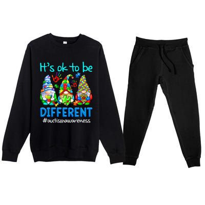 Autism Awareness Gnomes Its Ok To Be Different Premium Crewneck Sweatsuit Set