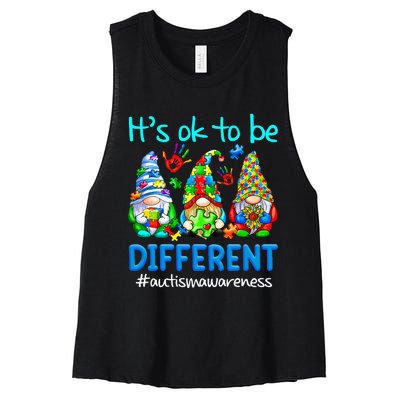 Autism Awareness Gnomes Its Ok To Be Different Women's Racerback Cropped Tank