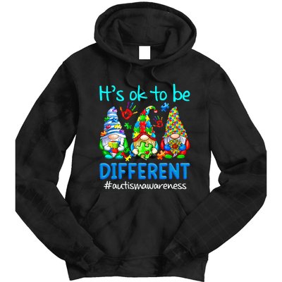 Autism Awareness Gnomes Its Ok To Be Different Tie Dye Hoodie