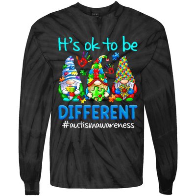 Autism Awareness Gnomes Its Ok To Be Different Tie-Dye Long Sleeve Shirt