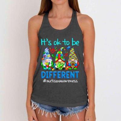 Autism Awareness Gnomes Its Ok To Be Different Women's Knotted Racerback Tank