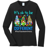 Autism Awareness Gnomes Its Ok To Be Different Ladies Long Sleeve Shirt