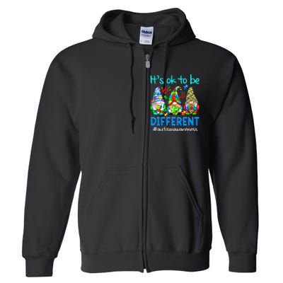 Autism Awareness Gnomes Its Ok To Be Different Full Zip Hoodie