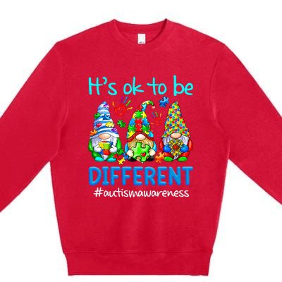 Autism Awareness Gnomes Its Ok To Be Different Premium Crewneck Sweatshirt